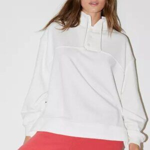 NWT UO Out From Under Belmar Henley Popover Sweatshirt in Ivory Size XS